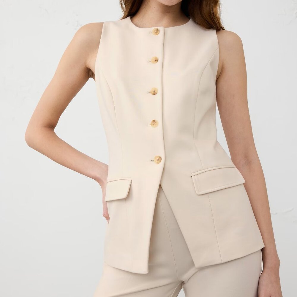 Cream Ponte Cutaway Vest